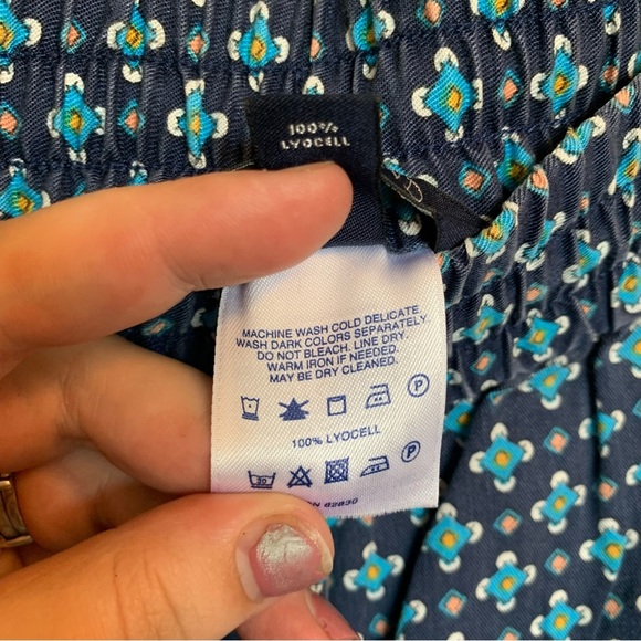 Lands end lounge pants size large women’s blue diamond print tie waist - Picture 7 of 14